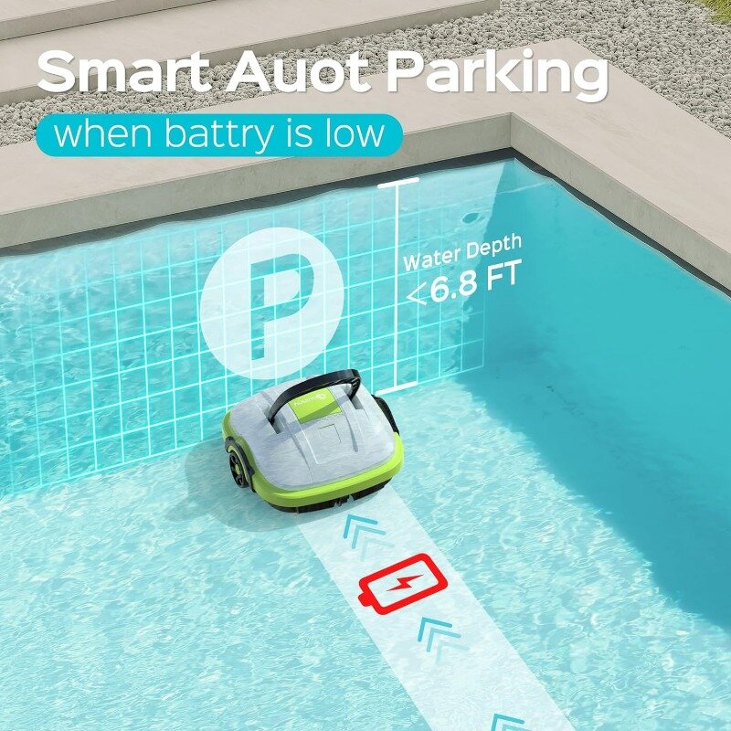 Aspiradora automática para piscina con potente succión, doble Motor, autorestacionamiento, hasta 538 pies cuadrados, Ideal para piscinas planas sobre el suelo