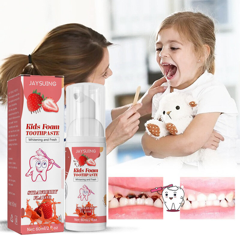 Kids Foam Toothpaste, Whitening Teeth, Refreshing Breath, Ultra-Fine Mousse Foam Deep Cleaning, Fluoride Anti Caries