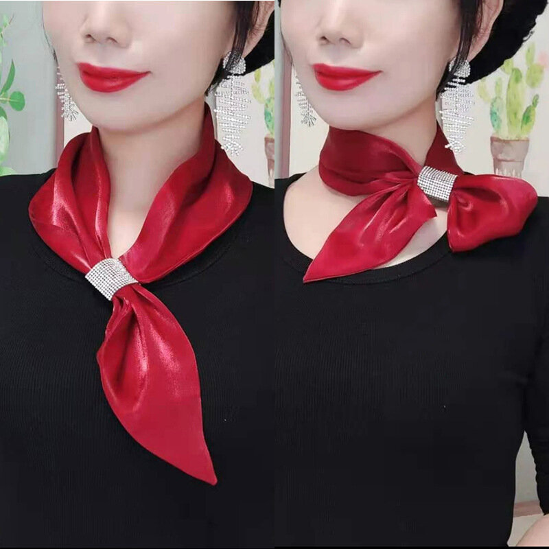 Temperament Tasche Griff Schal simuliert Seidenband Haarband Schal für Tag Urlaub Geburtstags geschenk