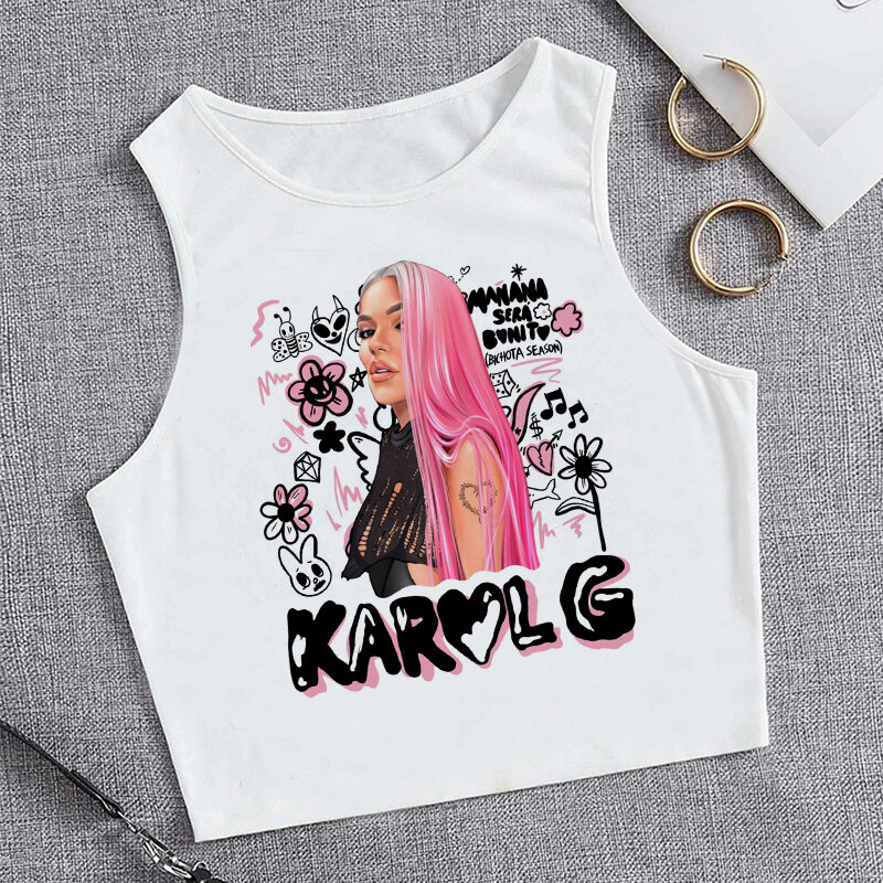 女性のためのグラフィックTシャツ,ヒップホップタンクトップ,流行の服,grunge,Tシャツ,bonito,bicatre,karol g