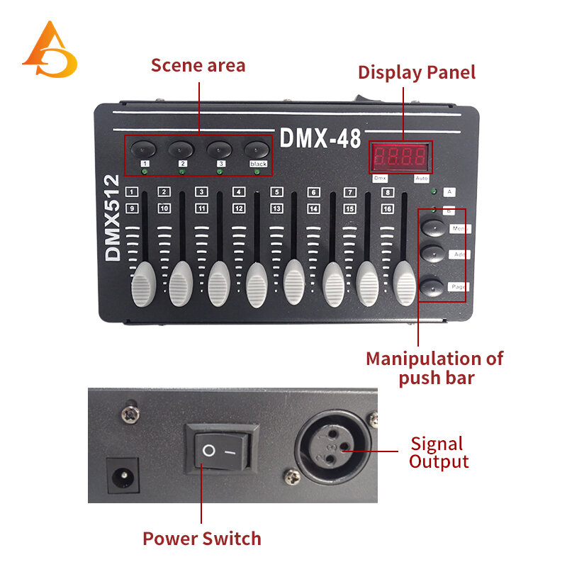 Pengontrol DMX Mini Lampu Par LED Konsol Lampu DJ DMX-48 Kontrol DMX512 Standar Internasional Universal Konsol