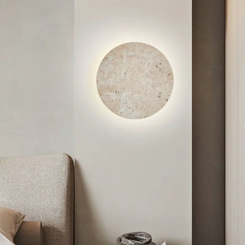 Настенная лампа из натурального камня, круглая прикроватная лампа для столовой, атмосферное художественное украшение, бра светильник 3000K, Прямая поставка, 23/30 см, Бесплатная комбинация