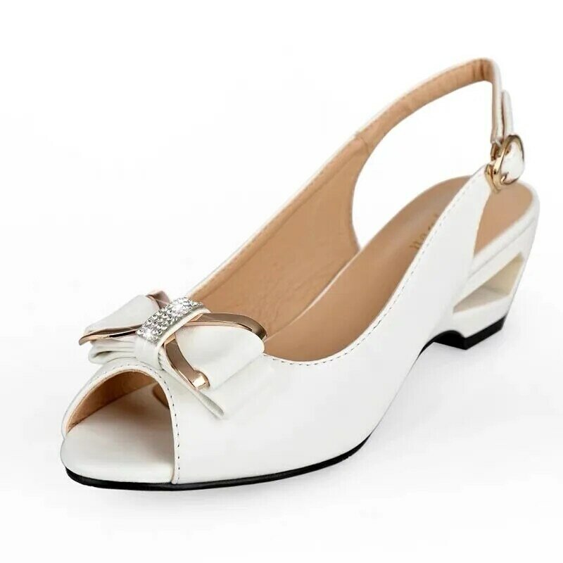 Cresfimix-Sandales à talons hauts et bout ouvert pour femme, chaussures confortables en cuir blanc et noir, à la mode