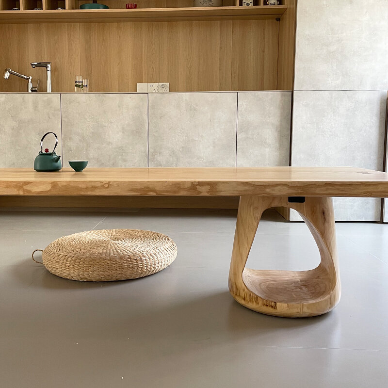 Meja kopi gantung akrilik kayu padat, rumah tangga ruang tamu gaya Jepang meja rendah apartemen kecil meja teh log tatami lo