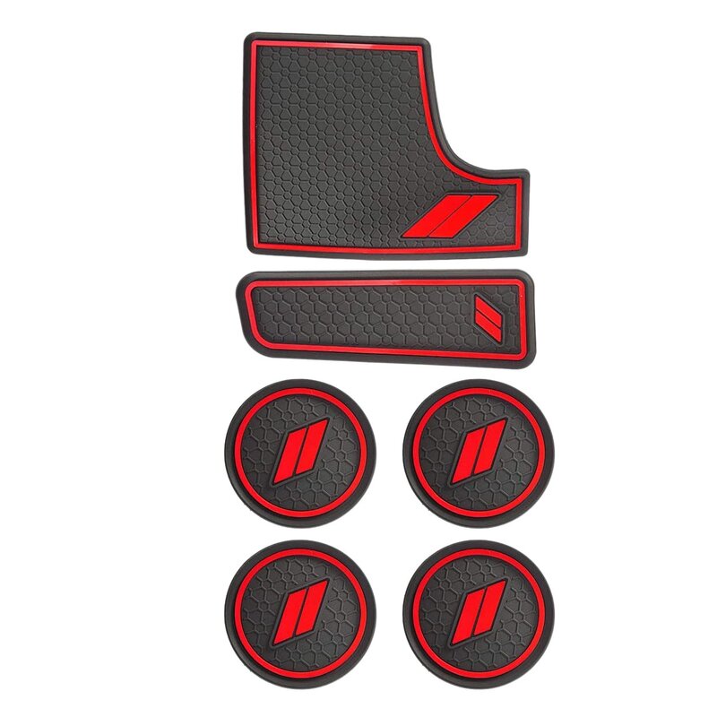 6Pcs Car Water Cup Holders Latex Anti-Dust Mat Non-Slip Door Slot Pad Mat Interior For Dodge Charger 2015-2021