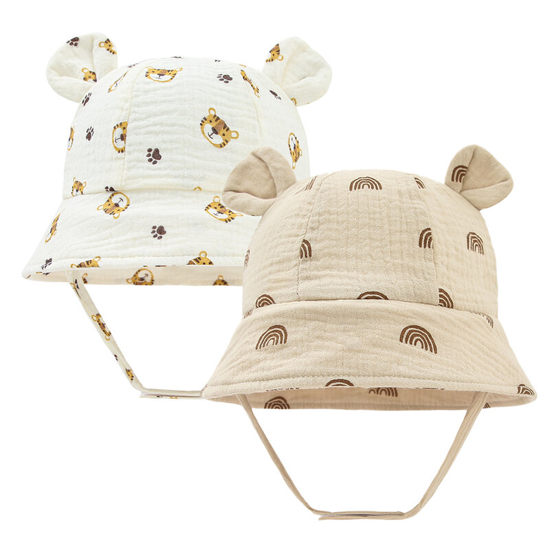 柔らかい綿のベビープリントの帽子,カジュアルなパナマ,男の子と女の子のための春と秋の帽子