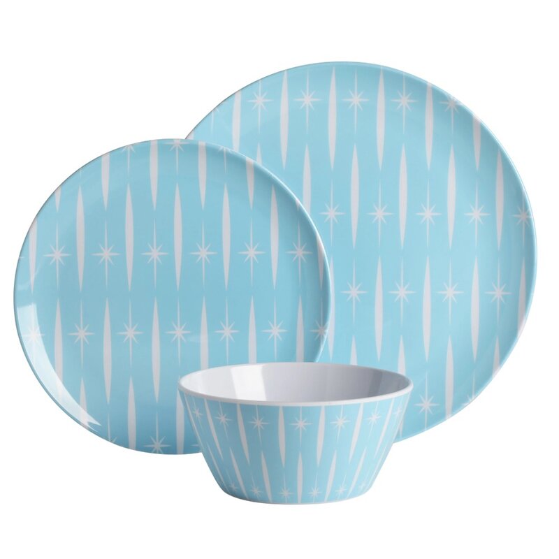 Home Retro Renegade 12-Piece Melamine Dinnerware Set, Multiple Colors by Miranda Lambert