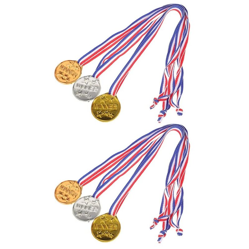 Poliéster Recompensa Participação Motivacional Medalha, Favores do partido para Crianças, Medalha de Incentivo, Adolescentes Awards, 6 Pcs