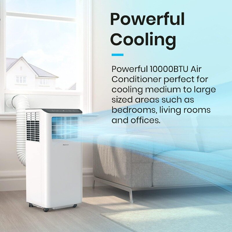Condicionador de ar portátil para quarto, condicionador de ar inteligente com ventilador, desumidificador, 10000 BTU, 450 pés, 4 em 1