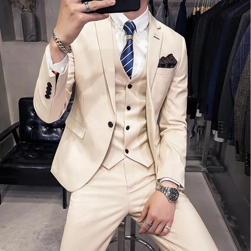 Colete retrô de Tweed masculino, casual slim fit, vestido de noiva britânico, terno de irmão 35