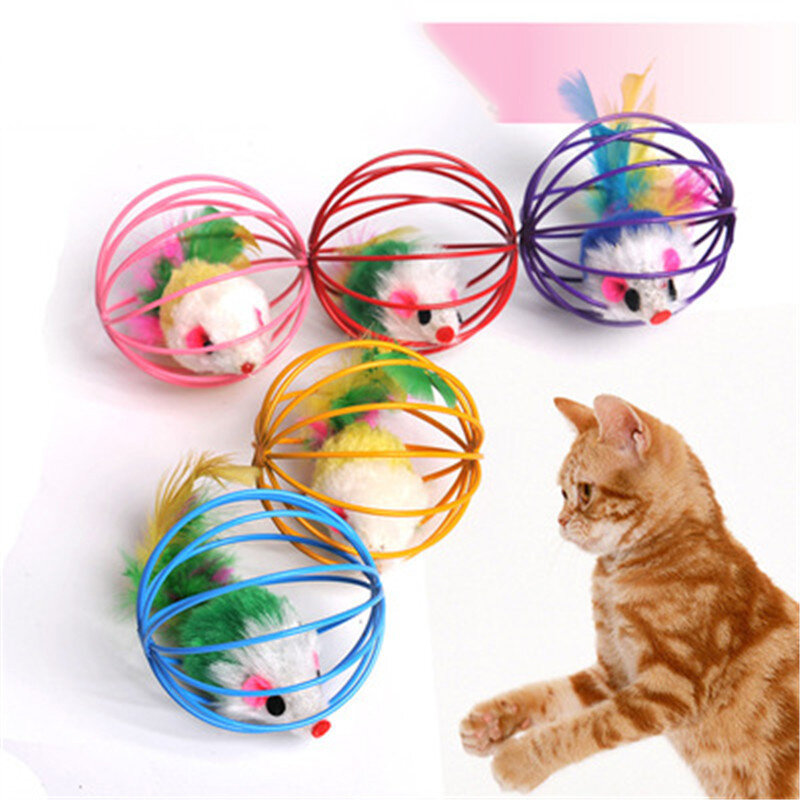 애완 동물 고양이 장난감 케이지 마우스 무지개 케이지 다채로운 재미 있은 텀블 새끼 고양이 탁구 장난감 고양이 귀여운 스크래치 티저 용품 선물, 1 개