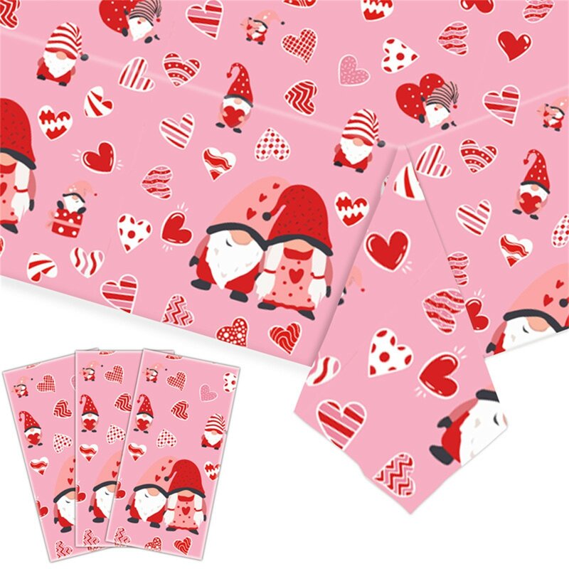 Valentines Day Tablecloths,Valentines Day Table Cover, Red Love Heart Tablecloth Waterproof Rectangle Table Cloth For Valentines