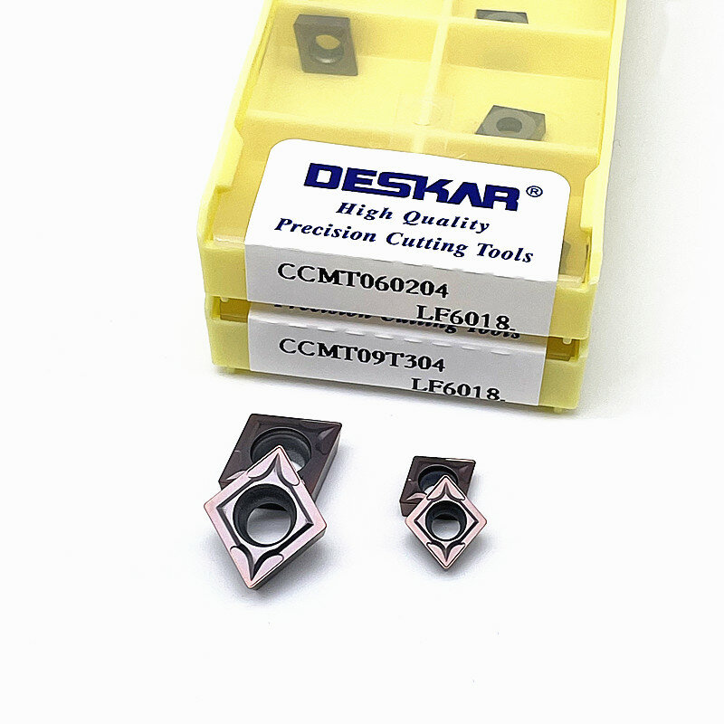 DESKAR-Carbide Insert Cutter, Torno CNC Turning Tool, Aço inoxidável, CCMT060204, CCMT060208CCMT09T304, CCMT120404, LF6018, LF6118