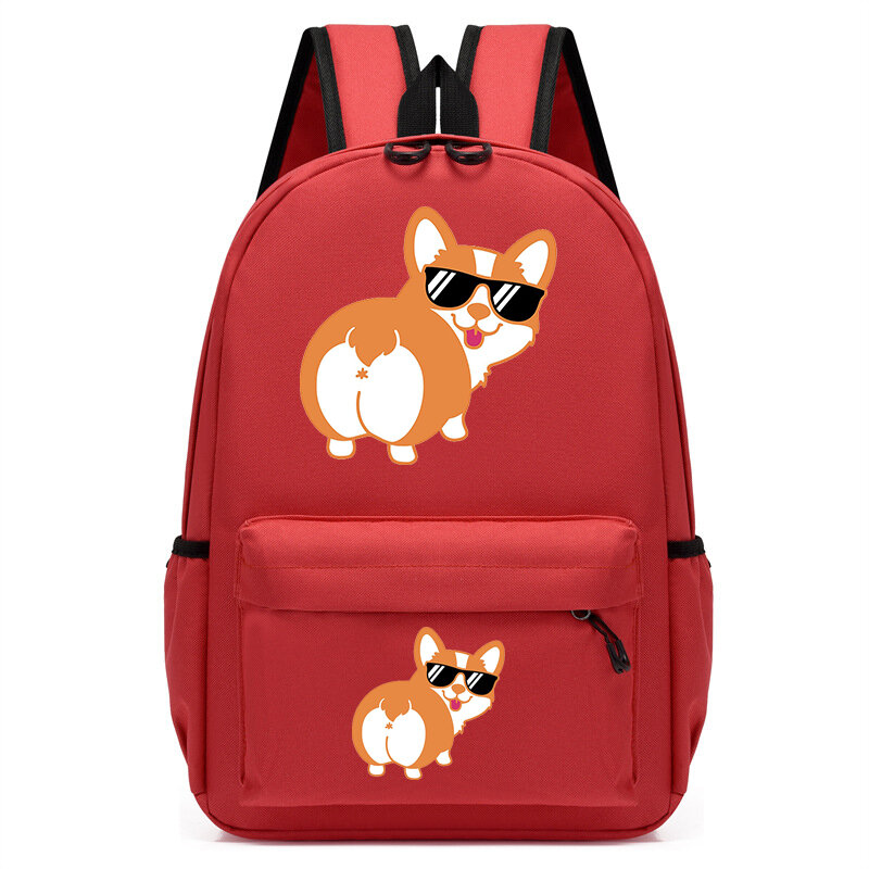 Children's Backpack Cartoon School Bag for Kindergarten Students Cute Corgi Butt Print Backpack Anime Dog Bagpack Kid's Backpack