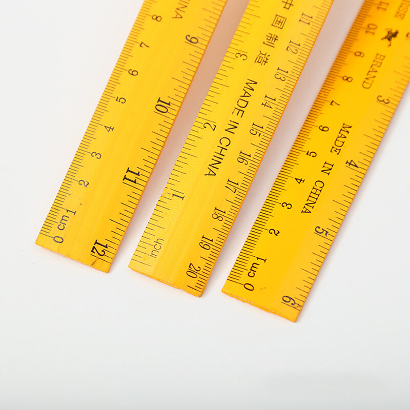 Regla de madera amarilla de doble cara, herramienta de medición de precisión, 15/20/30cm, papelería para estudiantes, suministros de oficina escolar