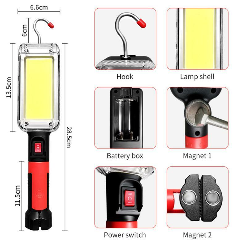 Lampe de travail COB portable pour camping en plein air, lanterne étanche, aste par USB, lampe de poche d'urgence
