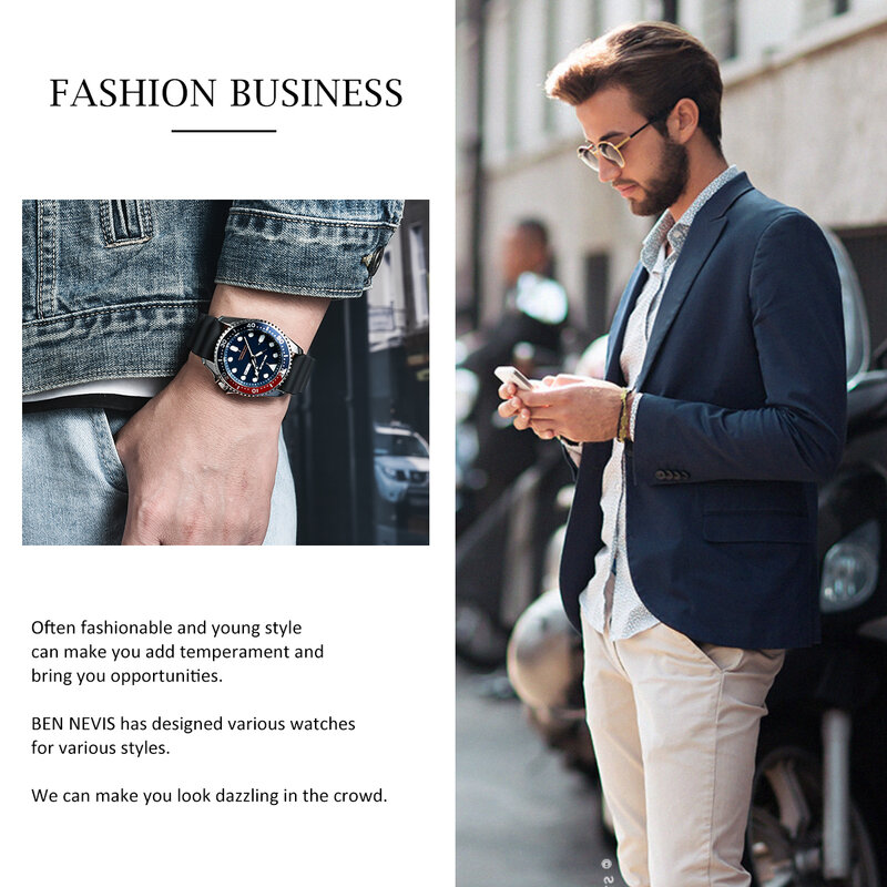 Ben Nevis Top Marke Luxus männer Uhren Quarzuhr mit Datum Wasserdichte Silikon Gummi Strap Militär Armbanduhr für Mann