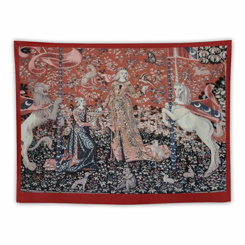 Lady & the Unicorn tapiz colgante para pared, decoración de habitación, estética