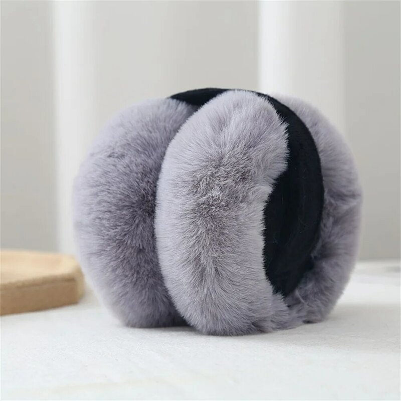 Soft Plush Ear Warmer Winter Warm Earmuffs for Women Men Foldable Solid Color Earflap Outdoor Cold Protection Ear-Muff Ear Cover