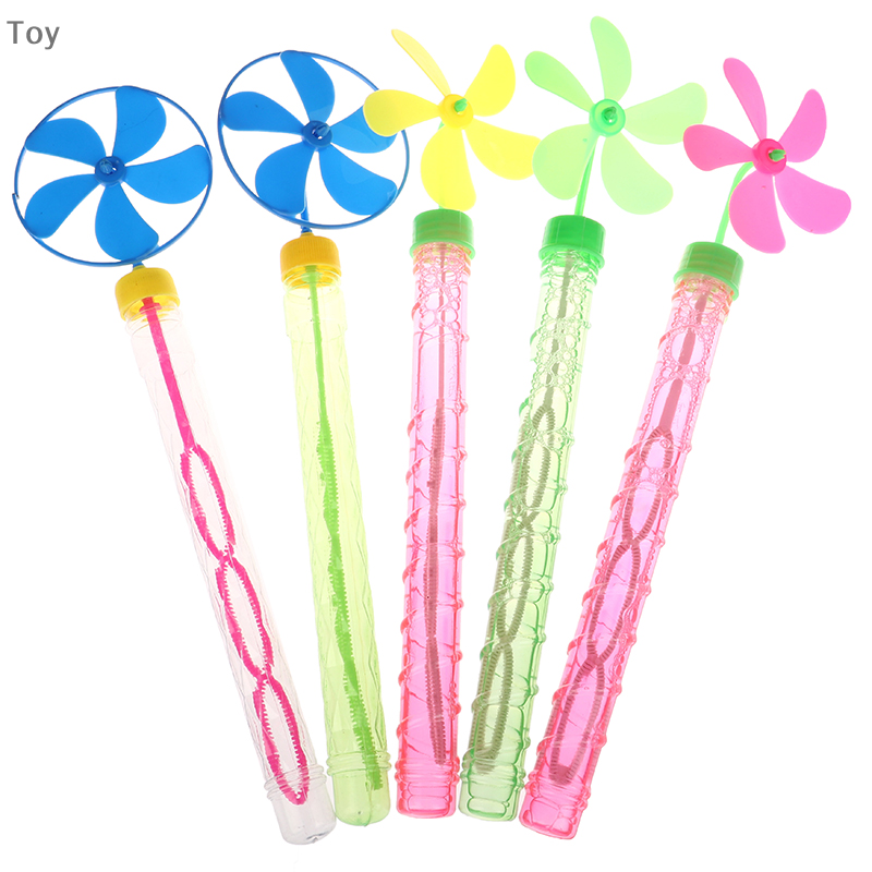 Nieuwe Zomer Populaire Vijfbladige Windmolen Multicolor Bubble Stick Strandkleur Zeepbel Bubble Bubble Stick Voor Kinderen Speelgoed