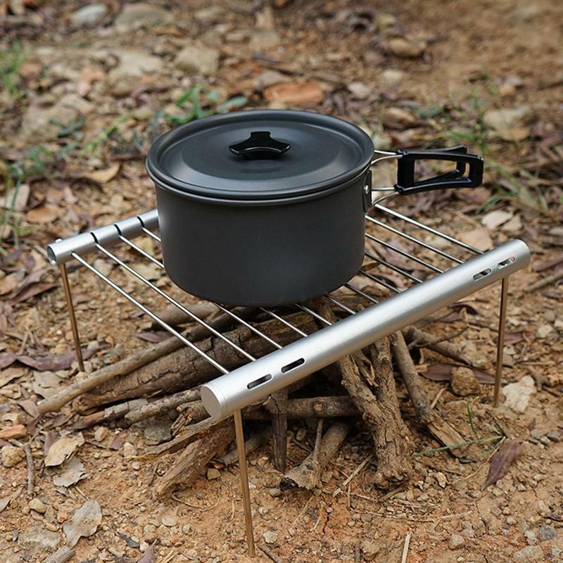 Griglia per campeggio piccolo supporto per griglia staccabile in acciaio inossidabile accessori per grigliare per la pesca all'aperto campeggio fattoria