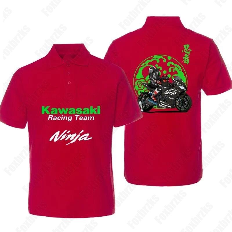 남녀공용 올매치 가와사키 오토바이 반팔 폴로 셔츠, 레이싱 팬 티셔츠, 사이클링 반팔 의류, 신제품