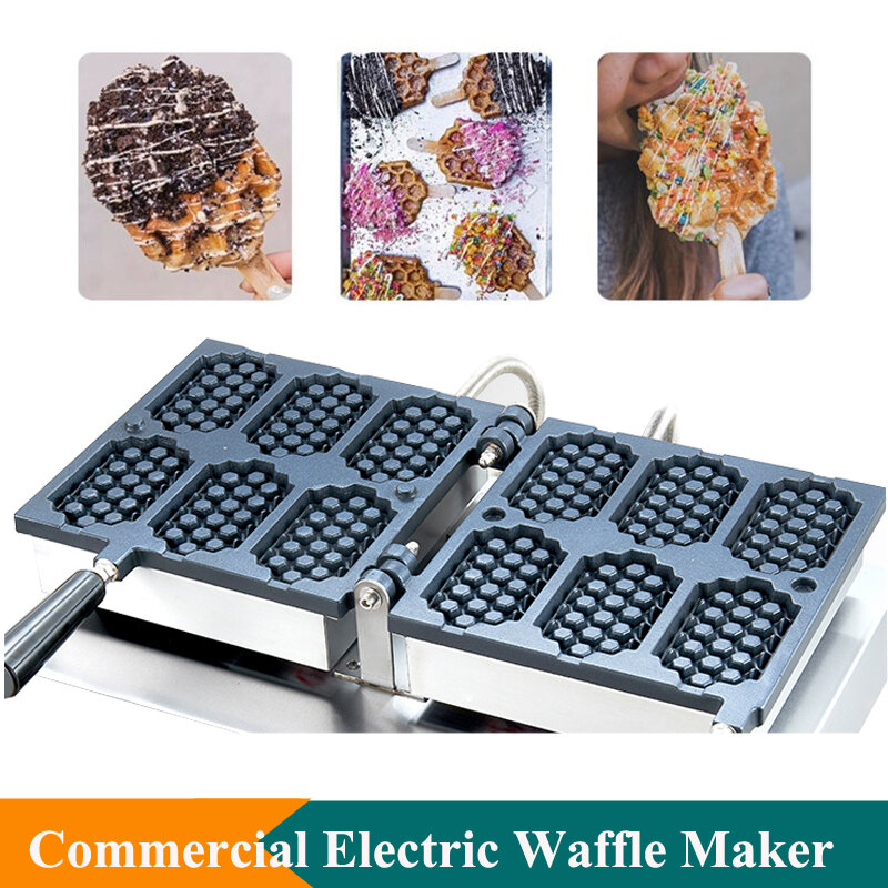 Máquina elétrica de fazer waffle, temperatura constante, varas favo de mel, pote antiaderente, 6pcs