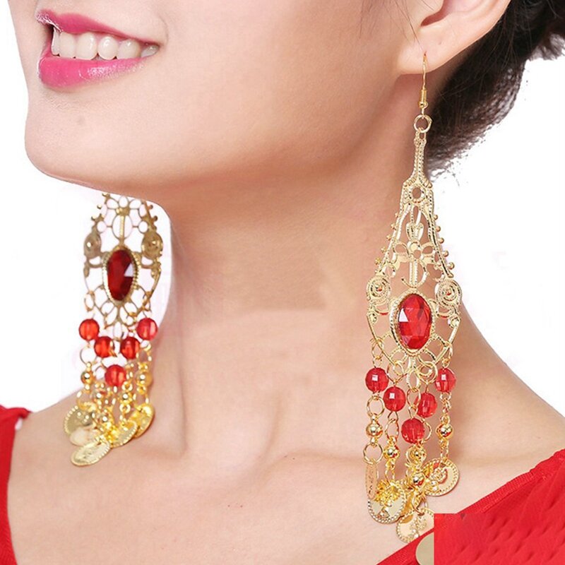 Cekinowy naszyjnik bransoletka opaska na głowę pokaz taneczny taniec indyjski biżuteria brzuch pokaz taneczny złoty kolor luksusowe akcesoria