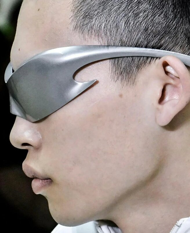 아방가르드 패션 레트로 정교한 연결 선글라스, 미래 스타일, 황무지 시대 디자인 선글라스