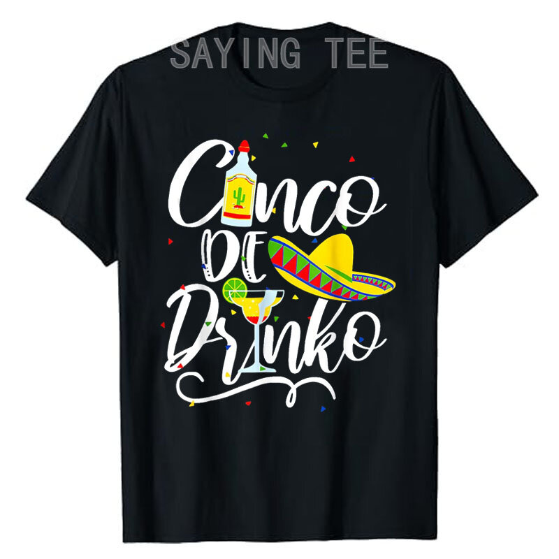 Cinco De Drinko 남녀공용 재미있는 5 De Mayo 티셔츠, 마시는 연인 파티 옷, 술꾼 노벨티 선물, 티 탑