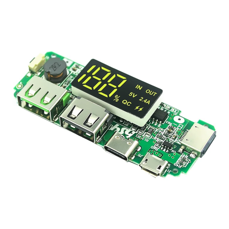 Modul isi daya Digital baterai Lithium 18650, tiga Port pengisian daya 5V 2,4 A dengan modul penguat tampilan