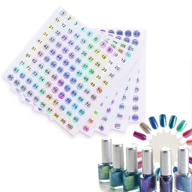 Etiqueta adhesiva de números para esmalte de uñas, barniz de Gel de Color 1-.500, marcado de numeración, herramienta de manicura Digital S4W4