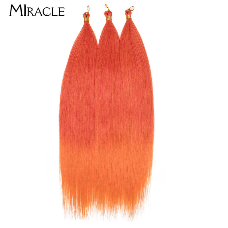 MIRACLE Ariel-extensiones de cabello postizo, pelo liso de 28 pulgadas, trenzas sintéticas suaves de ganchillo, Marrón degradado