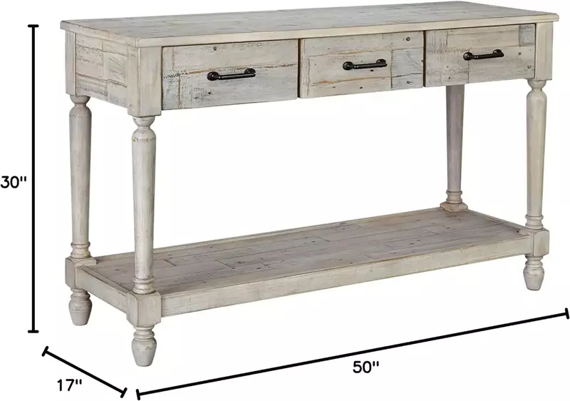 أشلي شونالور-طاولة كونسول أريكة من خشب الصنوبر الصلب ، تصميم مميز ، منزل ريفي