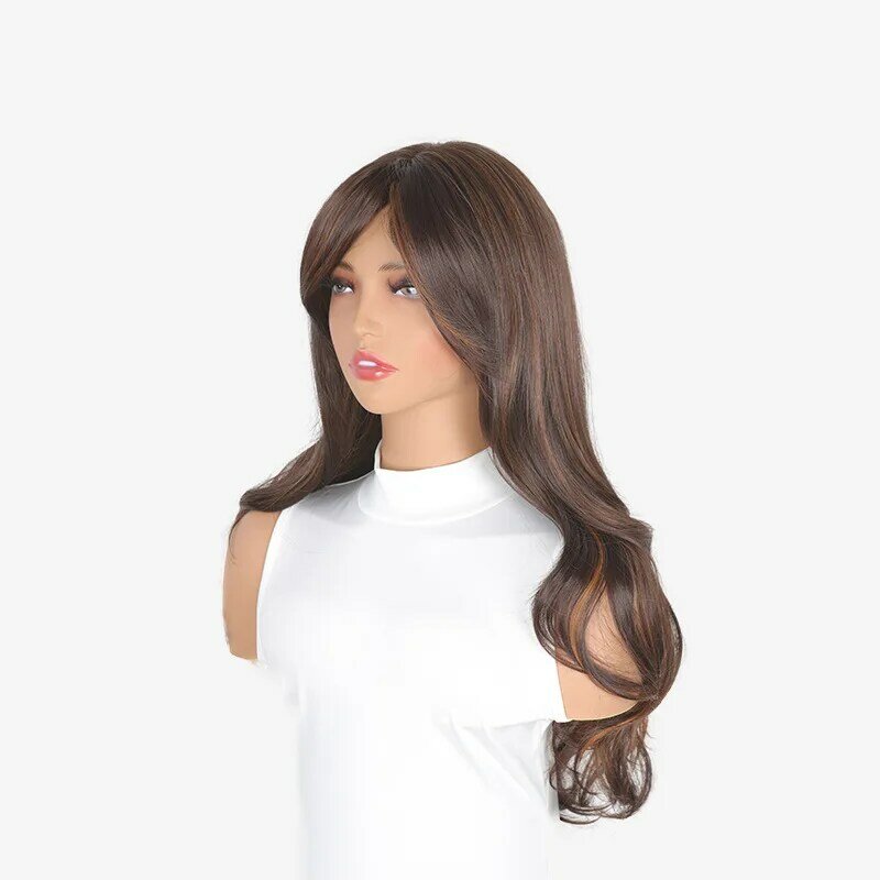 SNQP-Peluca de pelo rizado marrón para mujer, pelo largo de fibra resistente al calor, alta temperatura, 70cm