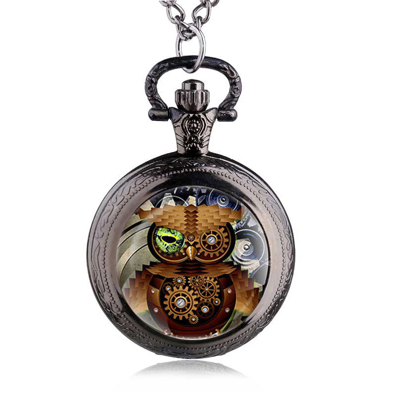 Relógio de Bolso Quartzo Médio para Homem e Mulher, Coleção Chain Art, Colar Retro, Bolsos, Presente, HB284-2, 80cm, Novo