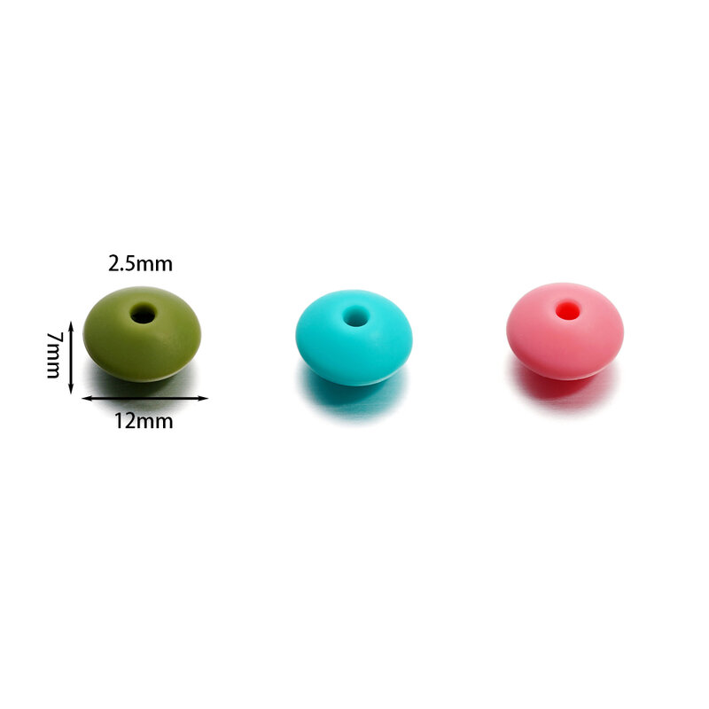 20Pcs/Lot Silicone Lentil Beads 12mm Flying Saucer Shape Loose Spacer Bead for DIY Jewelry Making Accessories Supplies