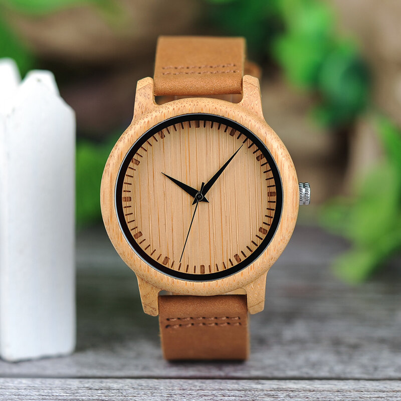 BOBO BIRD Watch Men Women Wooden Quartz Leather Strap Wristwatches Ladies Timepieces Clock Customized Great Gifts DropShipping