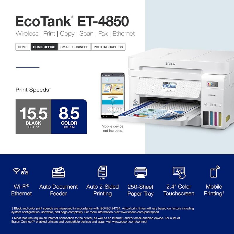 Ecotank ET-4850 kabelloser All-in-One-Patronen freier Supertank-Drucker mit Scanner