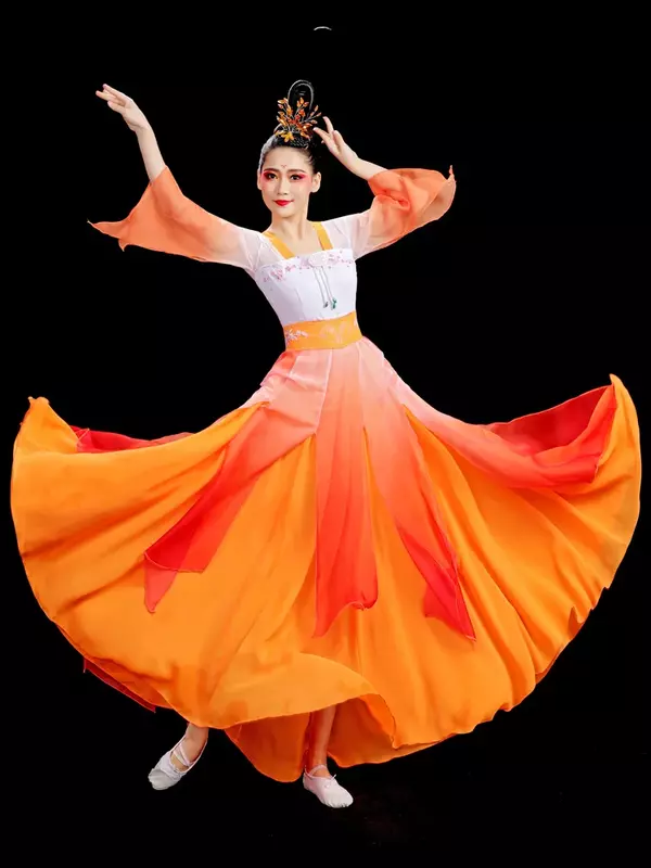 Klassieke Dansjurk Dames Elegante Gaas Kleding Chinese Stijl Kostuum Oefenkleding Grote Swing Rok