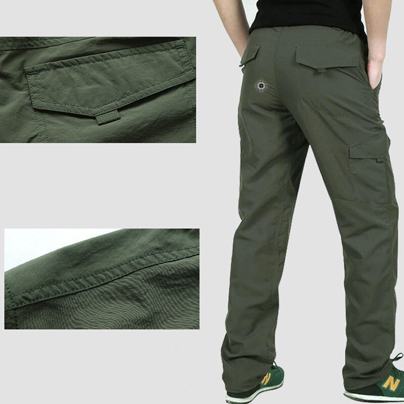 Быстросохнущие брюки-карго для мужчин, летние дышащие легкие водонепроницаемые тактические брюки, мужские повседневные длинные брюки