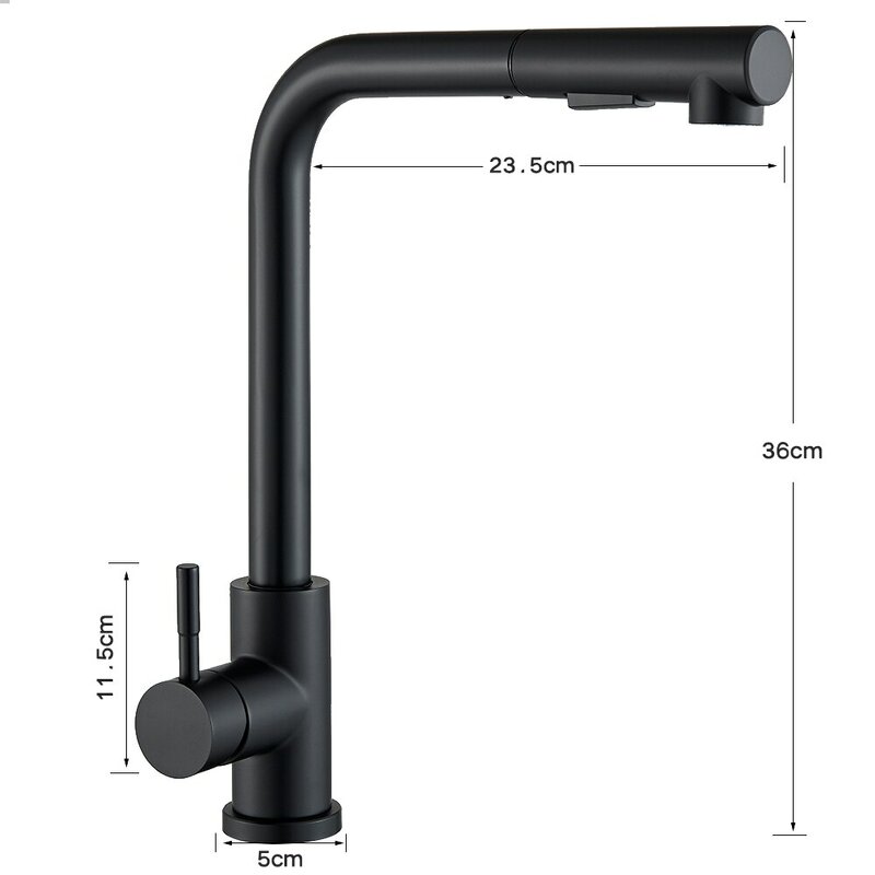 Black Pull Out Kitchen Sink Faucet Flexible 2 Modes Stream & Sprayer Nozzle Faucets Stainless Steel Hot Cold Wate Mixer Tap Deck
