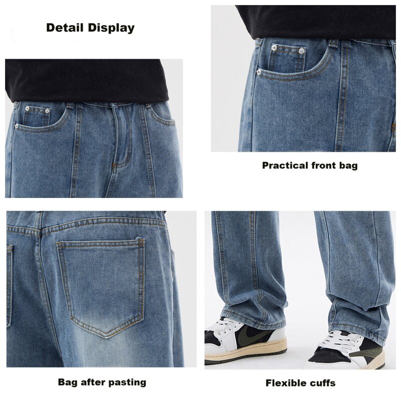 Pantalones rectos sueltos para hombre, pantalón de pierna ancha versátil, moda coreana degradada, ropa de calle, novedad de 2024