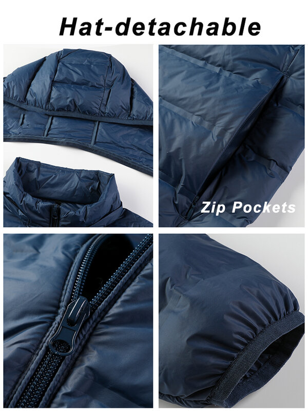 80% White Duck Down Padded Winter Jacket Men 2023 New Lightweight Hooded Windbreaker Coat Casual Warm Jacket Plus Size 8XL