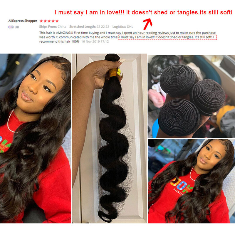 Beidarong-Brazilian Virgin extensões de cabelo humano, Cheap Body Wave Bundles, Raw Remy, não transformados, Deal, 30"