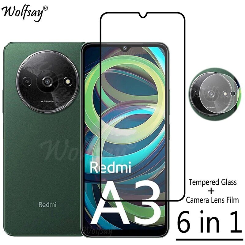 Full Cover Glue Tempered Glass For Xiaomi Redmi A3 Screen Protector For Redmi A3 A 3 Camera Glass For Redmi A3 Glass 6.71 inch