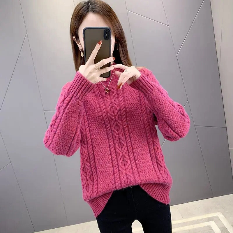 2023 musim gugur musim dingin baru wanita Sweater Turtleneck tren Sweater Fashion Korea Pullover wanita tebal hangat kasual rajutan