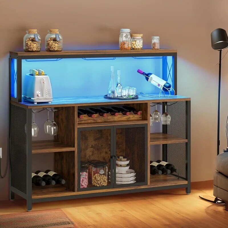 YITAHOME кофейный винный бар, шкафчик с искусственными элементами, шкафчик для ликера с хранилищем для дома, промышленный стиль, 55 дюймов, барный стол