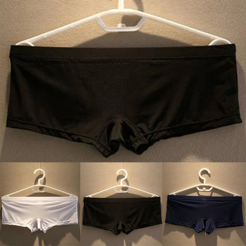 Men's Ultra-thin Ssexy Lingerine Low-waist Underwear Smooth Silky Boxer Briefs Sensual Breathable Underpants Hombre Knickers
