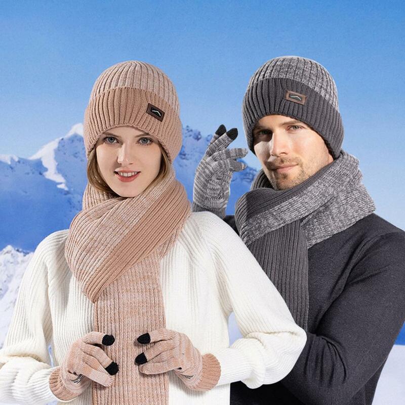 Winter Accessories Set Ultra-thick Fleece Lining Winter Warm Beanie Hat Gloves Scarf Set Super Soft Windproof Long for Weather